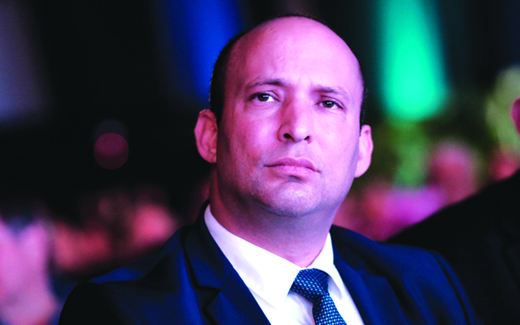 Education Minister Naftali Bennett attends the Muni Expo 2018 conference at the Tel Aviv Convention Center on February 14, 2018. Photo by Tomer Neuberg/Flash90