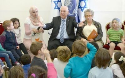 President Rivlin hosts students and teachers at a school run by Hand in Hand - who promote Israeli-Arab coexistence