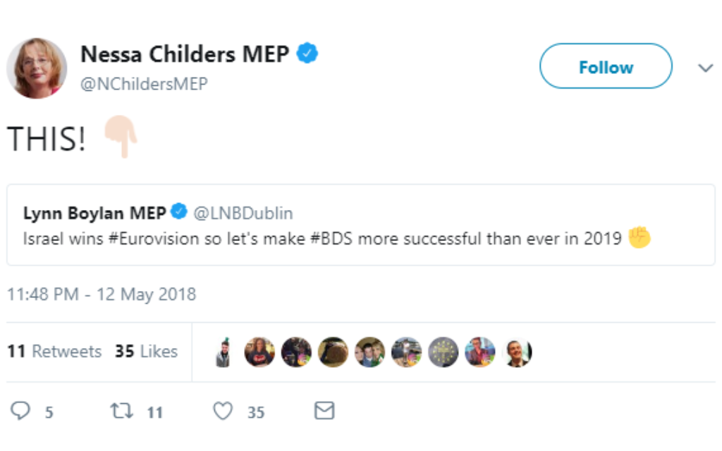 Nessa Childers retweeting Lynn Boylan