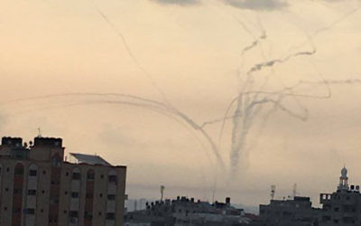 Mortar shells fired from Gaza at southern Israel, May 29, 2018 (Twitter)