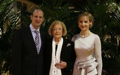 Adam Tash, Gena's oldest grandson, alongside his grandmother, and wife.