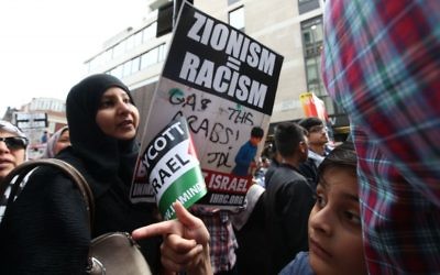 Pro-Palestinian demonstrators outside the Embassy of Saudi Arabia, London, during an Al-Quds Day march in support of Palestinians. 

Photo credit: Yui Mok/PA Wire