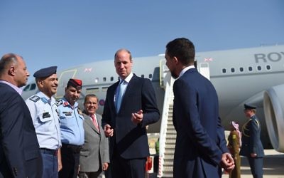 The Duke of Cambridge, with the Crown Prince of Jordan (right), after arriving at Marka Airport, Amman, Jordan at the start of his Middle East tour. 

Photo credit: Joe Giddens/PA Wire