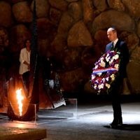 The Duke of Cambridge lays a wreath as he visits the Yad Vashem: World Holocaust Center, Jerusalem​  as part of his tour of the Middle East.

 Photo credit: Joe Giddens/PA Wi