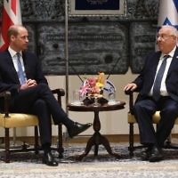 The Duke of Cambridge during his audience with Israeli President Reuven Rivlin at his official residence in Jerusalem, Israel 


Photo credit: Joe Giddens/PA Wire