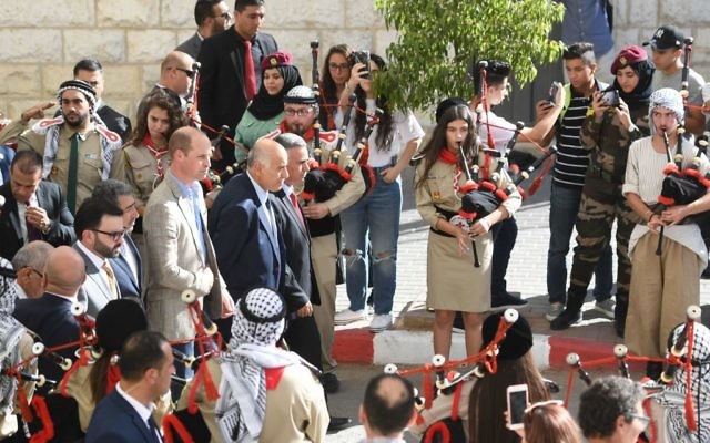 The Duke of Cambridge during a cultural engagement in Ramallah in the West Bank . Photo credit: Joe Giddens/PA Wire