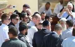 The Duke of Cambridge at the Western Wall, with Chief Rabbi Ephraim Mirvis, during a visit to Jerusalem's Old City.
Photo credit: Joe Giddens/PA Wire The Duke of Cambridge at the Western Wall, with Chief Rabbi Ephraim Mirvis, during a visit to Jerusalem's Old City.
Photo credit: Joe Giddens/PA Wire