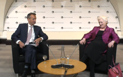 Baroness Neuberger (right) with event host Andy Haldane of the Bank of England