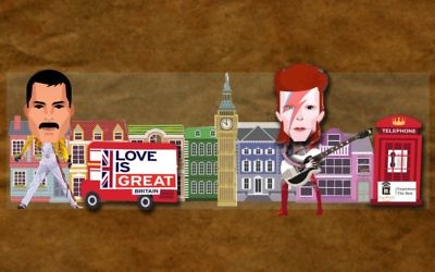 David Bowie and Freddie Mercury on the UK's float design
