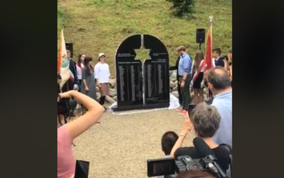The monument being unveiled in Krościenko 

Credit: Screenshot from Facebook video