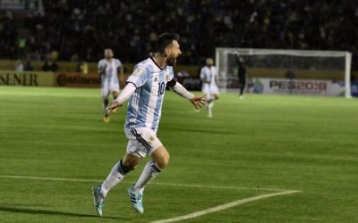 Argentina's Leo Messi in action