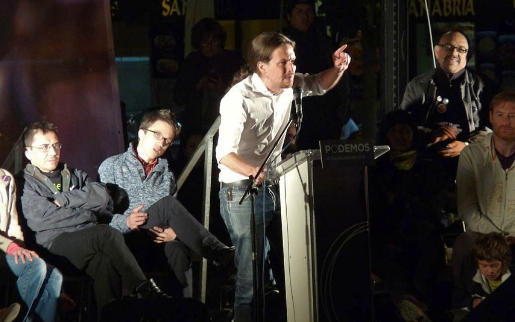 Pablo Iglesias Turrión campaigning for Podemos at the 2014 European elections