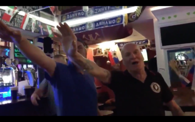 Screenshot from video of England fans performing Nazi salutes in Russia