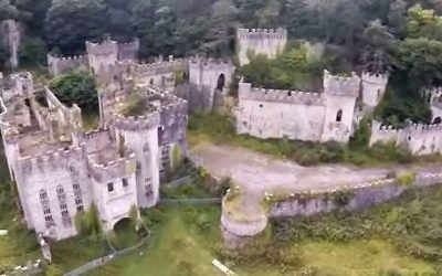 Grade I Listed Gwrych Castle in Abergele from the air