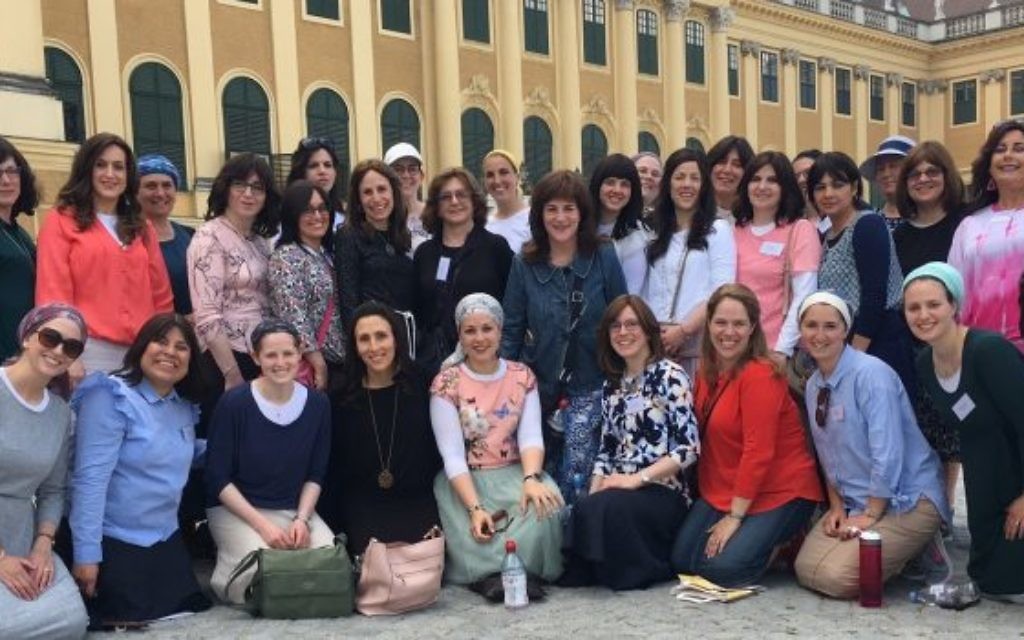 Valerie Mirvis (centre) with the group of Rebbetzins in the Austrian capital
