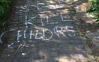 'Jews Kill Children' scrawled on a park path