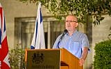 Michael Wegier speaking at the Israeli Ambassador's house in Tel Aviv, during the Jewish News Aliyah 10 reception