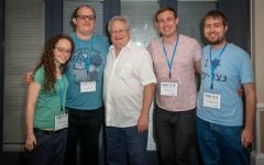 Rabbi Danny Rich with four of Progressive Judaism’s (then) student rabbis in his time as Liberal Judaism CEO