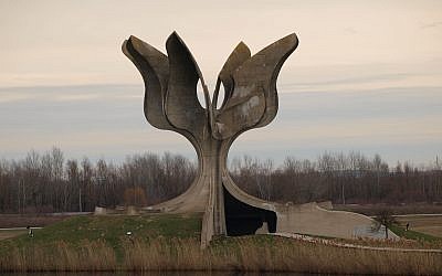 Stone Flower Monument at Jasenovac concentration and extermination camp