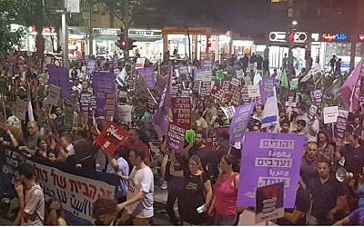 Protestors took to the streets of Tel Aviv on Saturday night. Picture: Standing Together