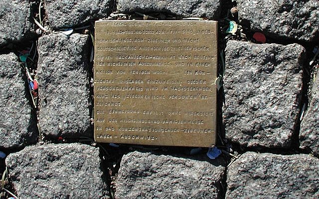 Stolperstein - or stumbling stone. Source: Wikimedia Commons. Credit: Willy Horsch