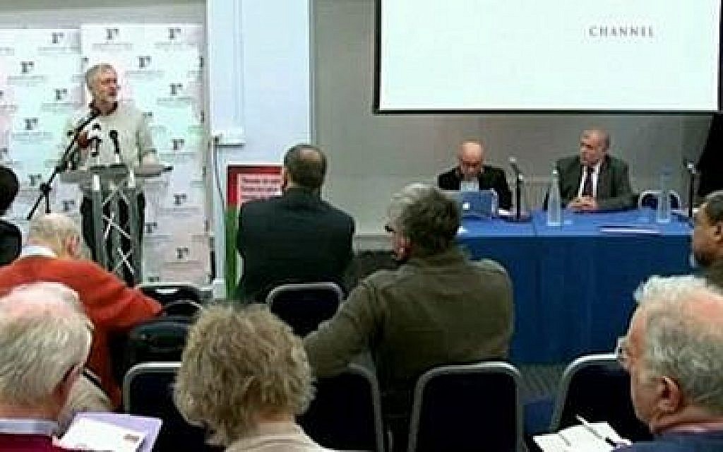 Jeremy Corbyn speaking at the 2013 meeting, where he made the English irony remarks. Picture courtesy of the Daily Mail.