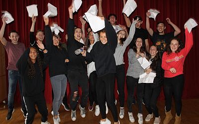 Yavneh students celebrating remarkable A-Level success
