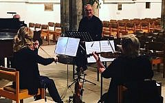 Robert Steadman and Hannah Borrill practising for their show