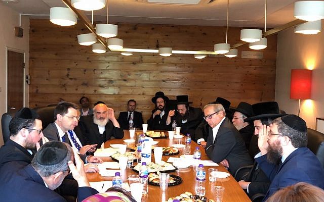 James Brokenshire with strictly-Orthodox community leaders in Stamford Hill