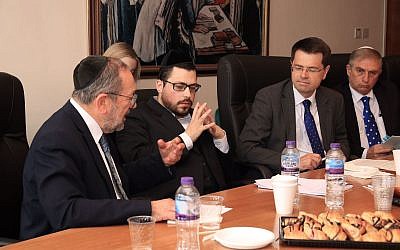 James Brokenshire (second right) with strictly-Orthodox community leaders
