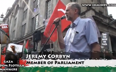 Jeremy Corbyn pictured at the anti-Israel demonstration in 2010, where the remarks were made