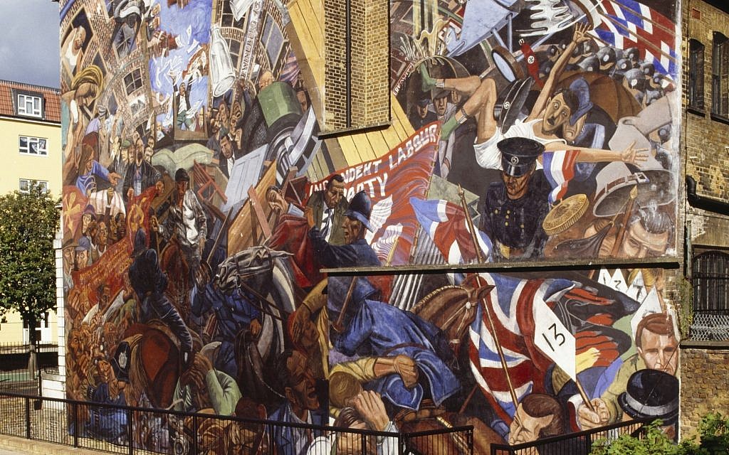Mural on the former St George's Town Hall in Tower Hamlets, London, which commemorates the Battle of Cable Street. ( © Historic England)