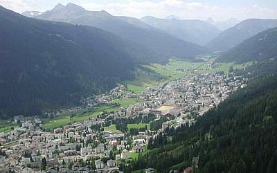 View of Davos from para-glider, looking southwest