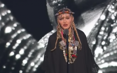 Madonna speaking at Aretha Frankling's memorial