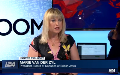 Marie van der Zyl speaking on i24News