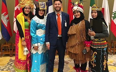 Phil Rosenberg alongside some of the Muslim guests at the 7th World Peace Forum in Jakarta, Indonesia (Credit: World Jewish Congress on Twitter)
