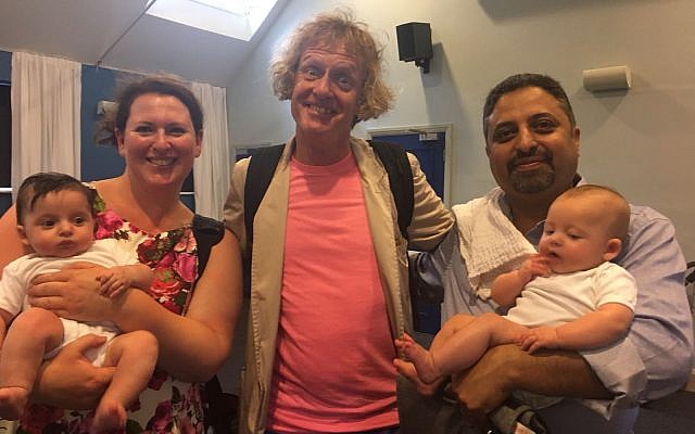 The baby girls, Liron and Maayan, will feature with parents Sara and Kobby Gamzo-Letova, and artist Grayson Perry (centre)