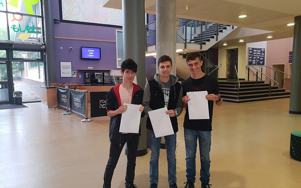 L-R: Jcoss students Josh Cowan, who is going Cambridge to read Computer Science, Adam Gould, who will go to Imperial College to read Computer Science, and Aviv Silver, who is heading to Warwick to read Morse (Maths, Statistics and Economics)