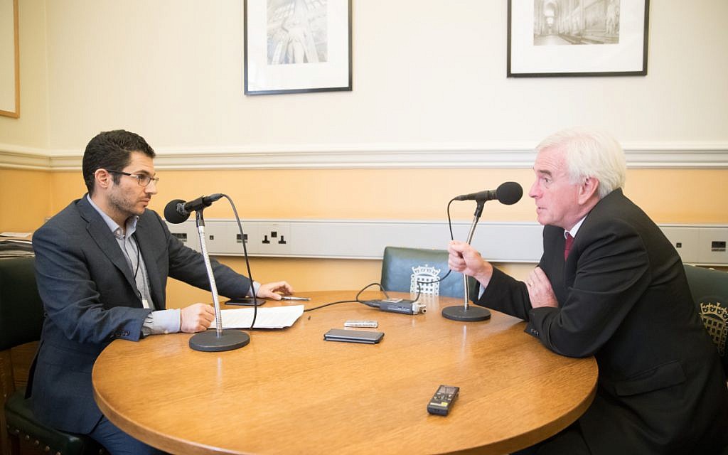 John McDonnell being interviewed by Jewish News. 

Credit: Marc Morris Photography