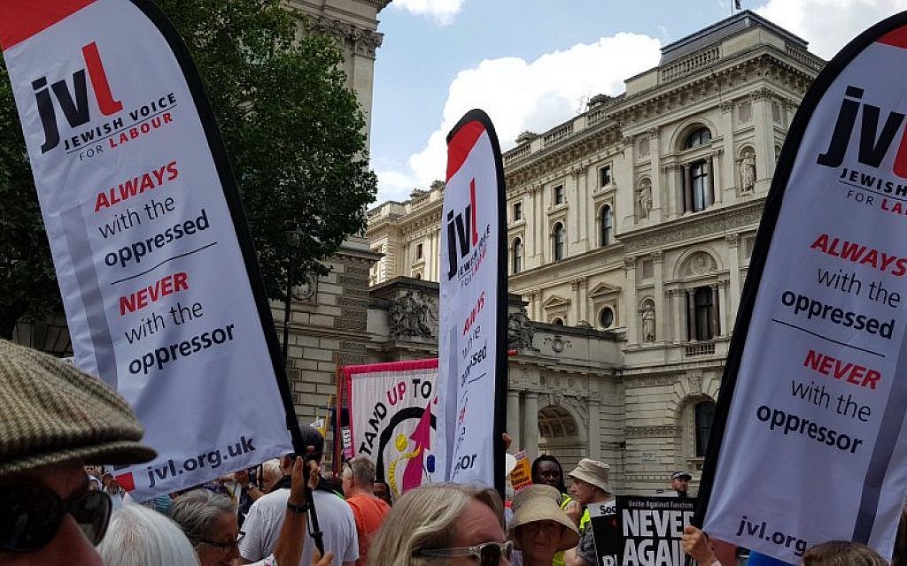Jewish Voice for Labour banners at the Enough is Enough counter-demonstration