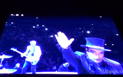 Screenshot from a video showing the U2 frontman doing a Nazi salute