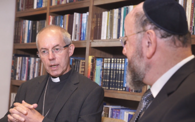 Archbishop of Canterbury Justin Welby at the Chief Rabbi's house delivering a pre-Rosh Hashanah message