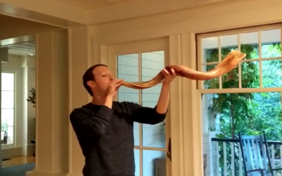 Mark Zuckerberg blowing the shofar