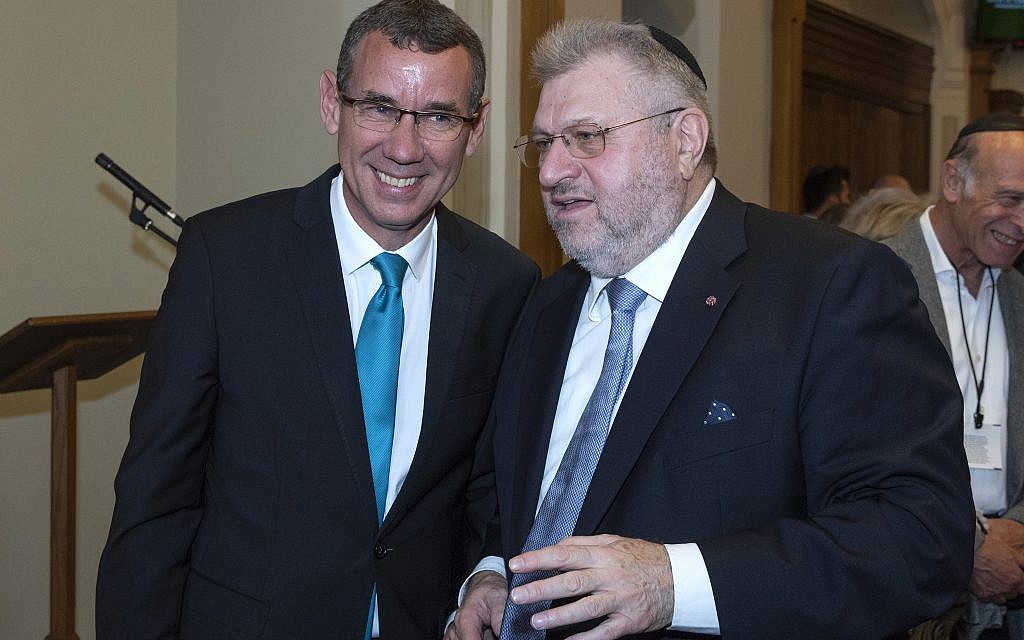 Rabbi Barry Marcus with Israeli Ambassador to the UK Mark Regev

credit: Graham Chweidan