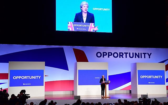Prime Minister Theresa May delivers her keynote speech at the Conservative Party annual conference. Photo credit : Victoria Jones/PA Wire