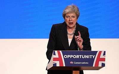 Prime Minister Theresa May makes her speech at the Conservative Party annual conference. Photo credit: Aaron Chown/PA Wire