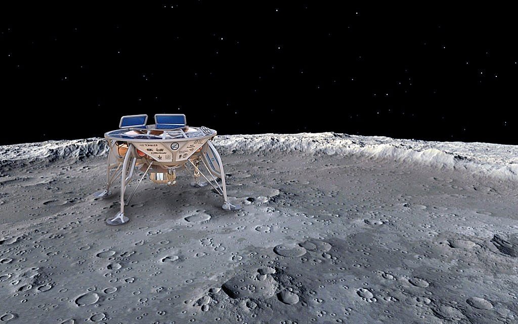 Artist's concept of the Israeli Sparrow craft on the lunar surface