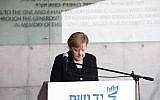 German Chancellor Angela Merkel during her state visit to Israel in 2018 touring Israel national Holocaust memorial museum, Yad Vashem. Credit: Yad Vashem on Twitter