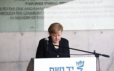 German Chancellor Angela Merkel during her state visit to Israel in 2018 touring Israel national Holocaust memorial museum, Yad Vashem. Credit: Yad Vashem on Twitter