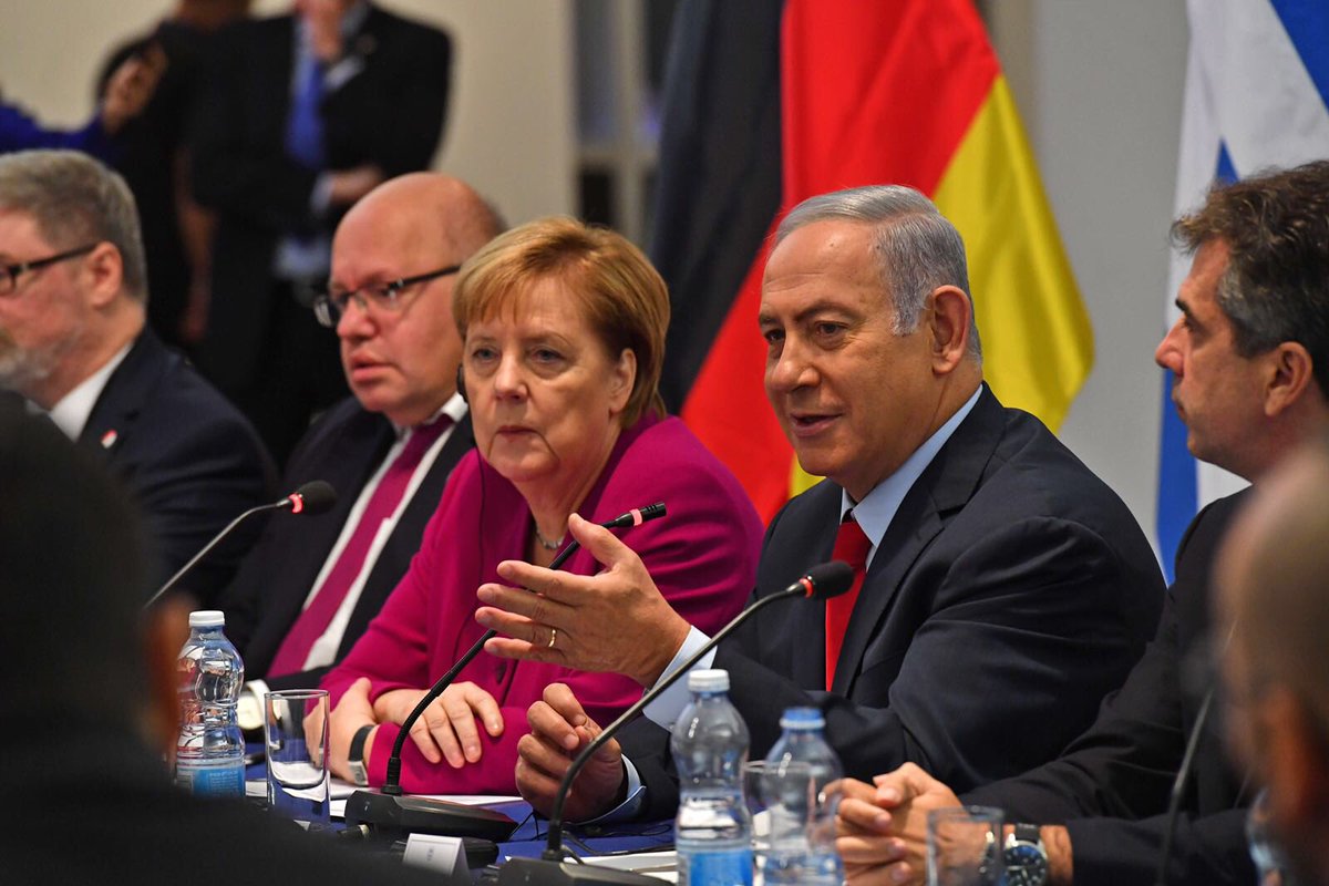 Benjamin Netanyahu with Angela Merkel during her state visit to Israel. Credit: Israeli PM / Benjamin Netanyahu on Twitter.